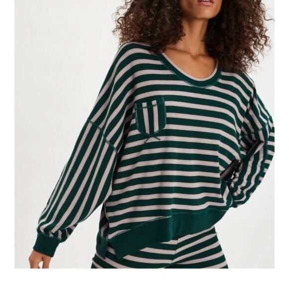 Free People Intimately MEDIUM Make It Happen Pullover Striped NWT - Picture 2 of 4